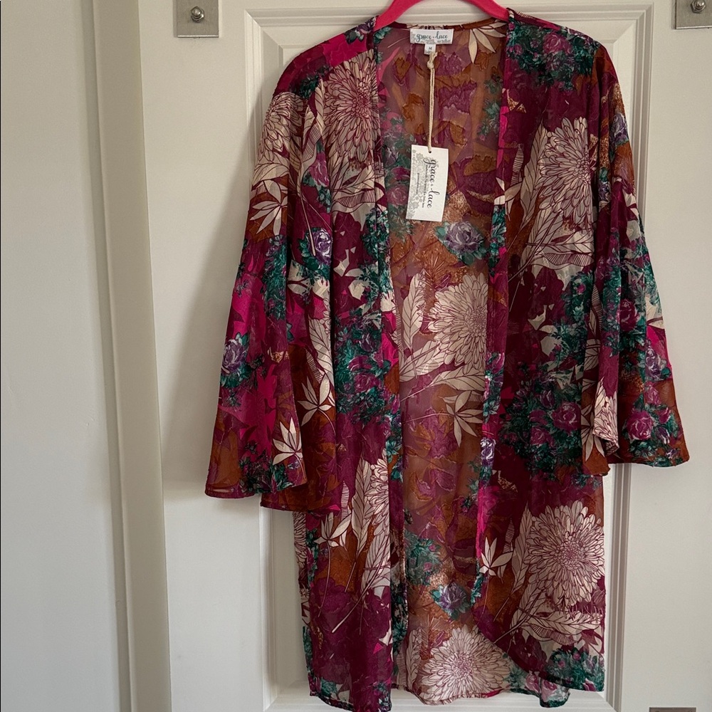 Grace and Lace Floral Kimono Cardigan